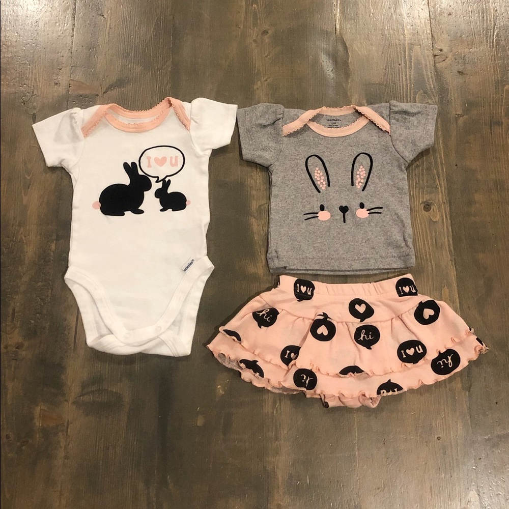 O-3 months matching bunny outfit